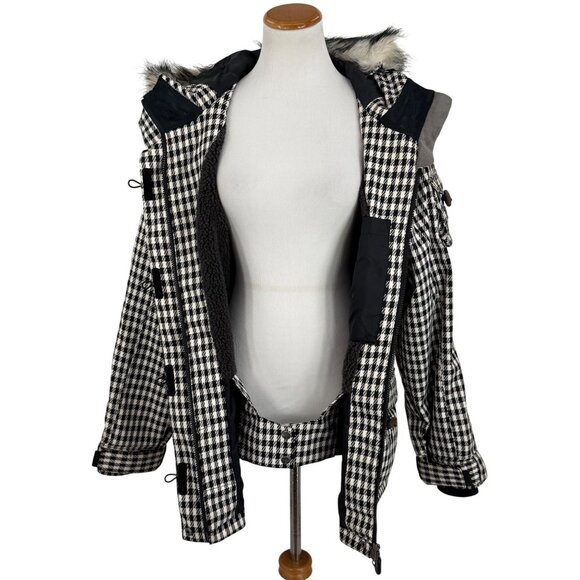Vtg Y2K Roxy Snowboard Jacket Limited 5K Faux Fur Toggle Plaid Coat | Snow Bunny - Picture 9 of 15